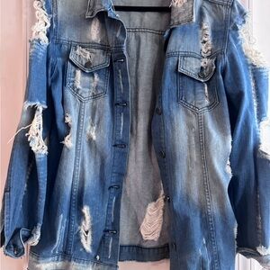 Distressed Blue Denim Jean Jacket